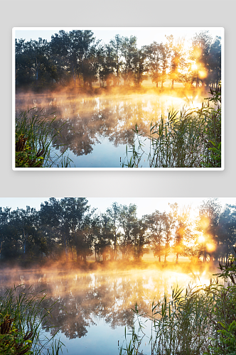 大气湖泊河水倒影风景摄影图片