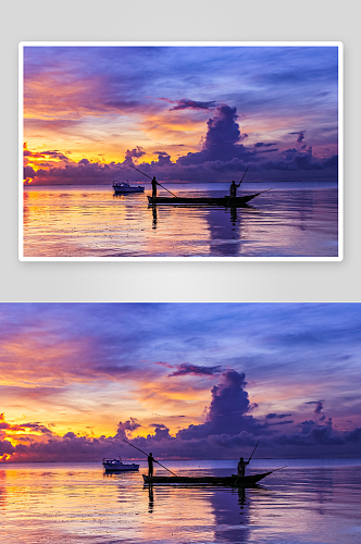 大气海上落日风景摄影图
