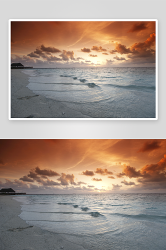 海上落日风景摄影图