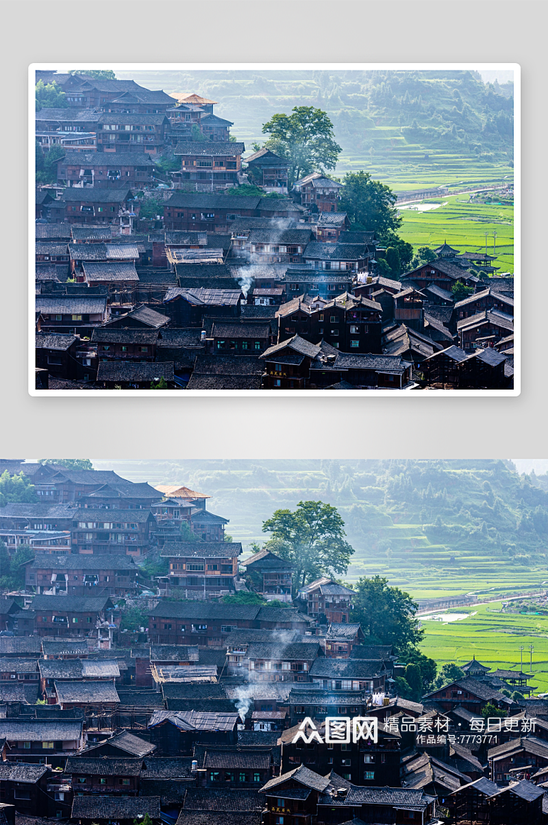 美丽苗寨风景摄影图素材