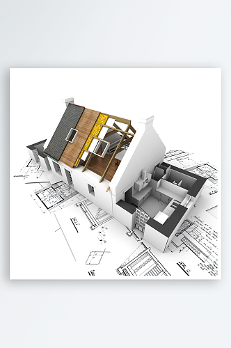 房屋建筑模型摄影图