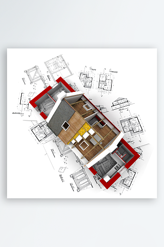 房屋建筑模型摄影图