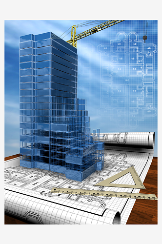 房屋建筑模型摄影图