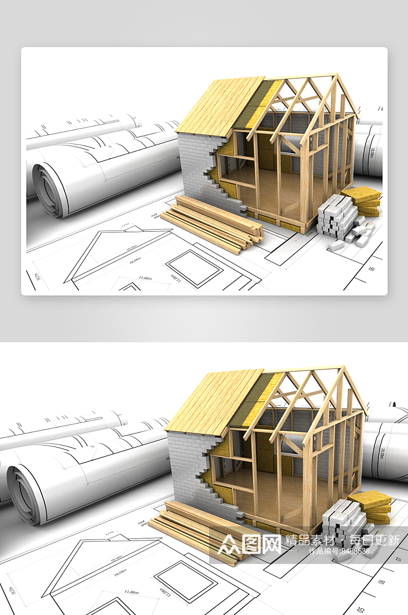 简约房屋建筑模型摄影图素材