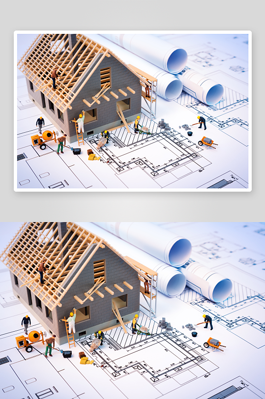 简约房屋建筑模型摄影图