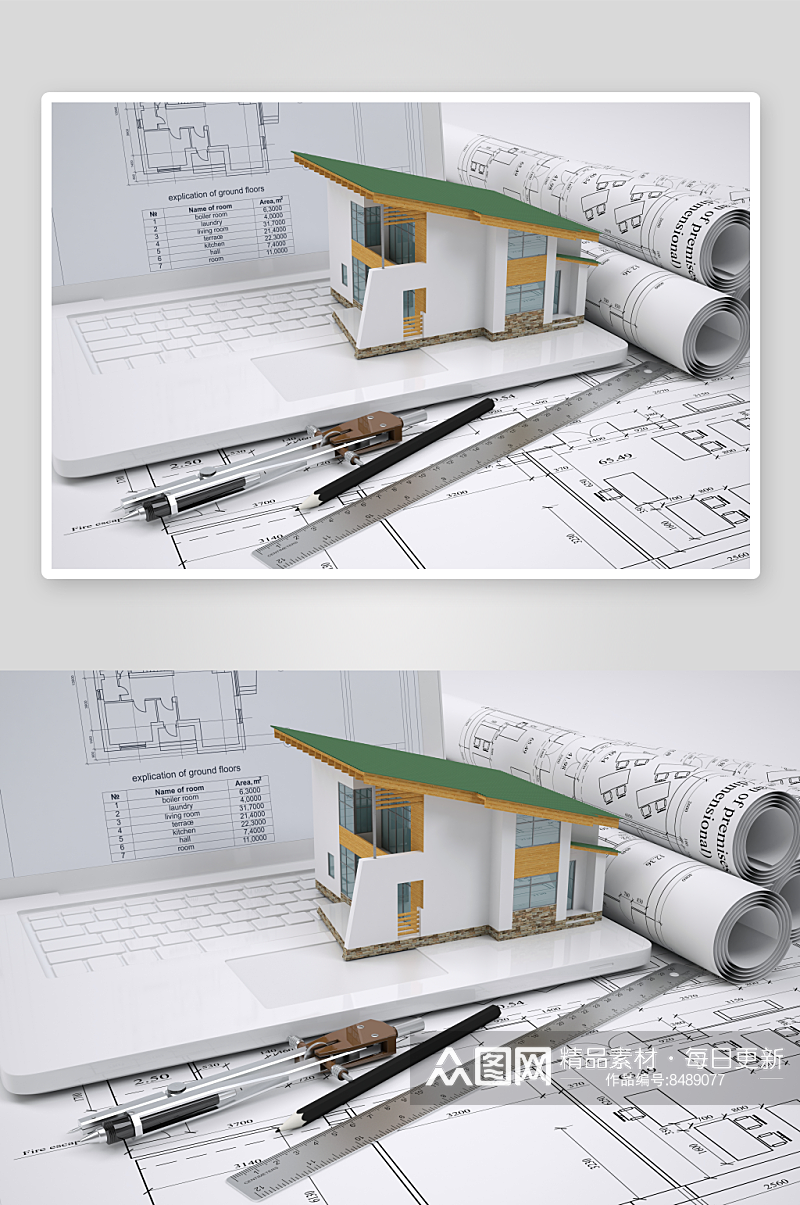 简约房屋建筑模型摄影图素材