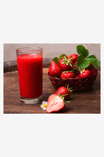 美味草莓汁摄影图片