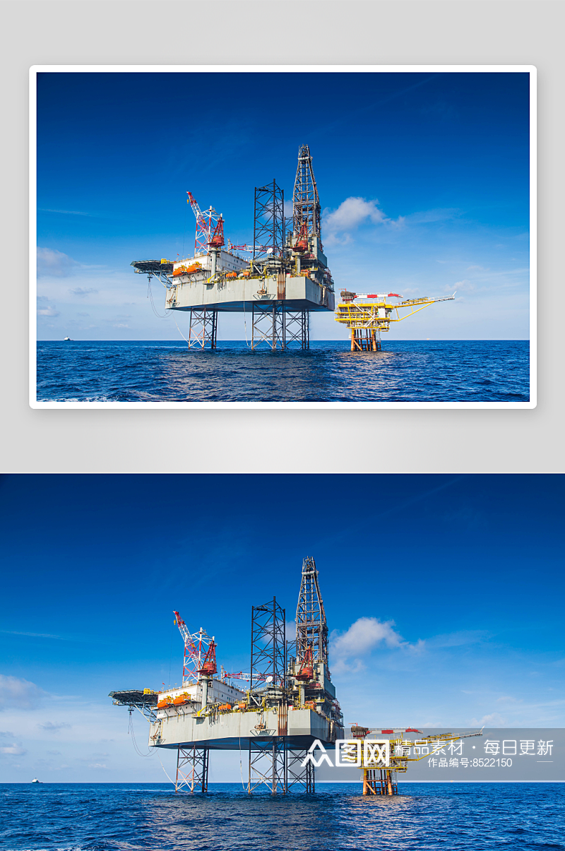 海上石油钻井摄影图素材