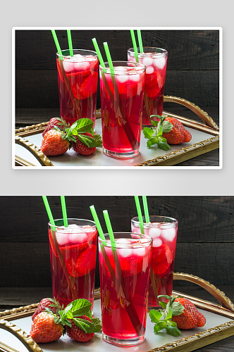 美味营养草莓汁摄影图