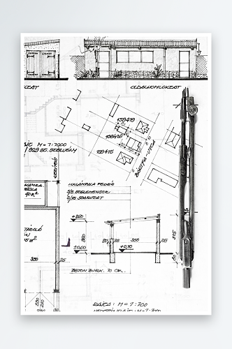 建筑图纸规划摄影图