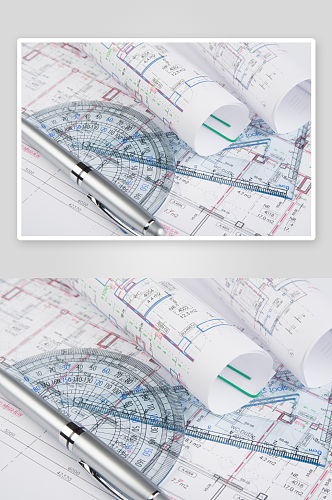 建筑图纸规划摄影图