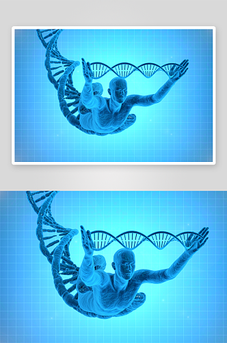 简约生物科技基因链摄影图