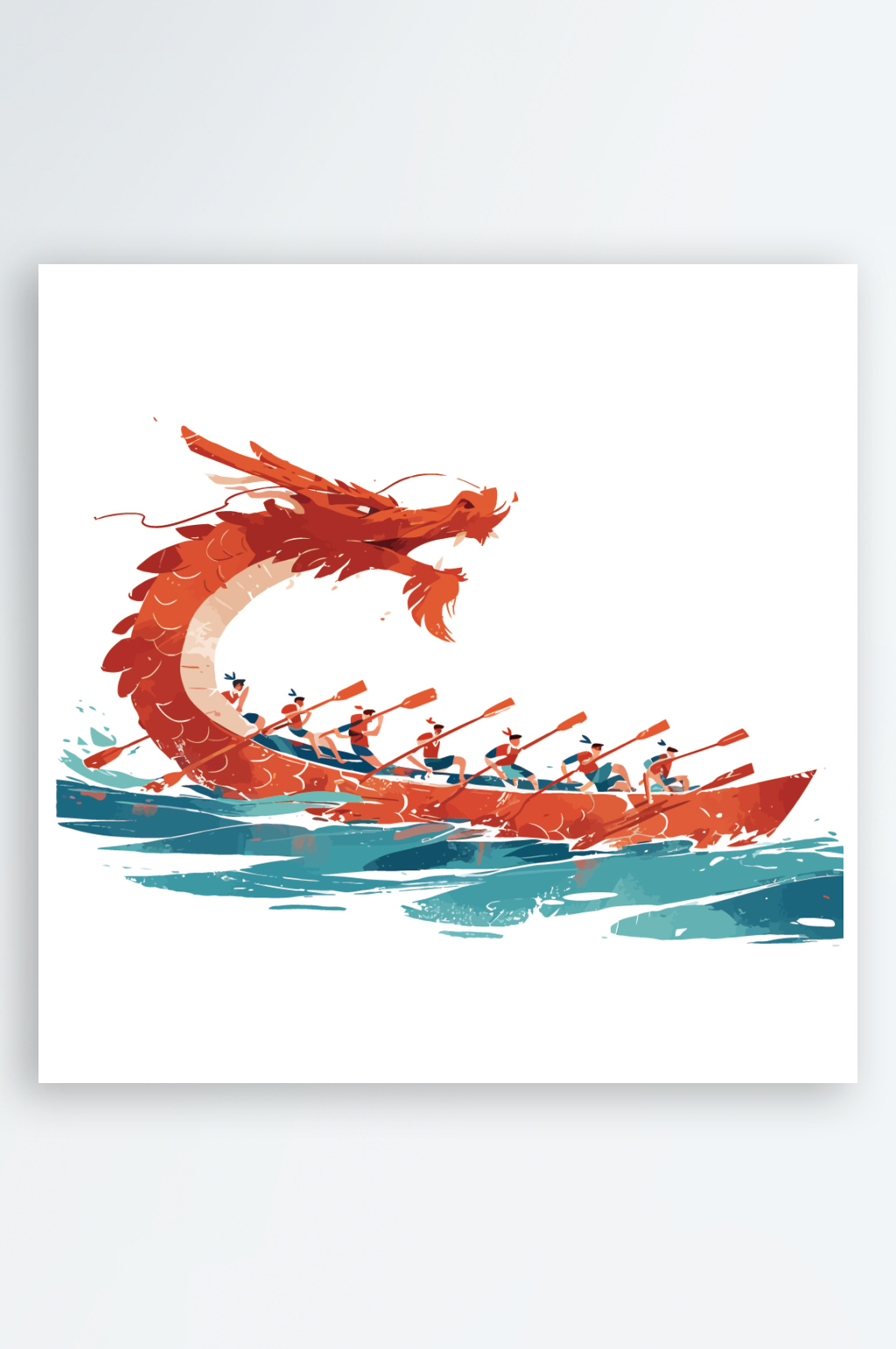 创意手绘卡通端午节赛龙舟插画设计素材