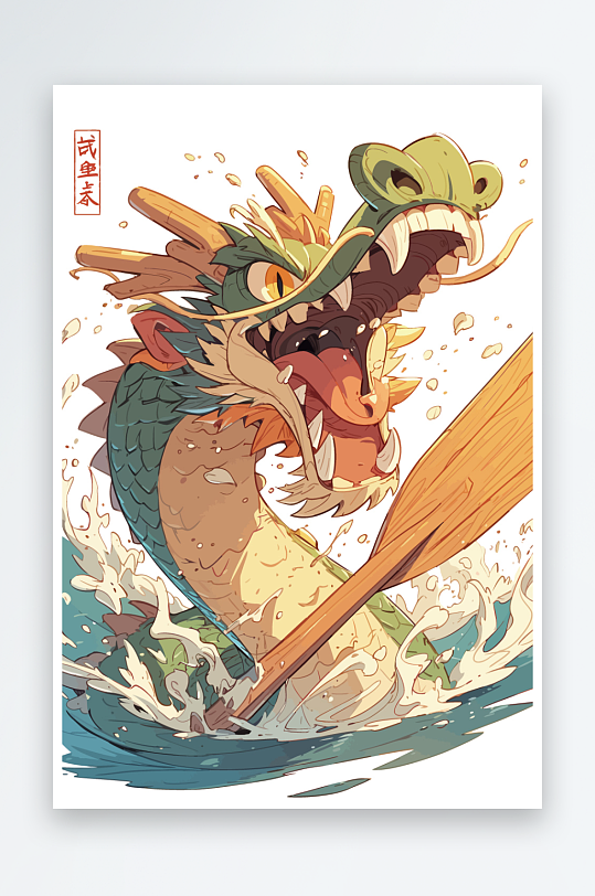 卡通端午節(jié)賽龍舟插畫