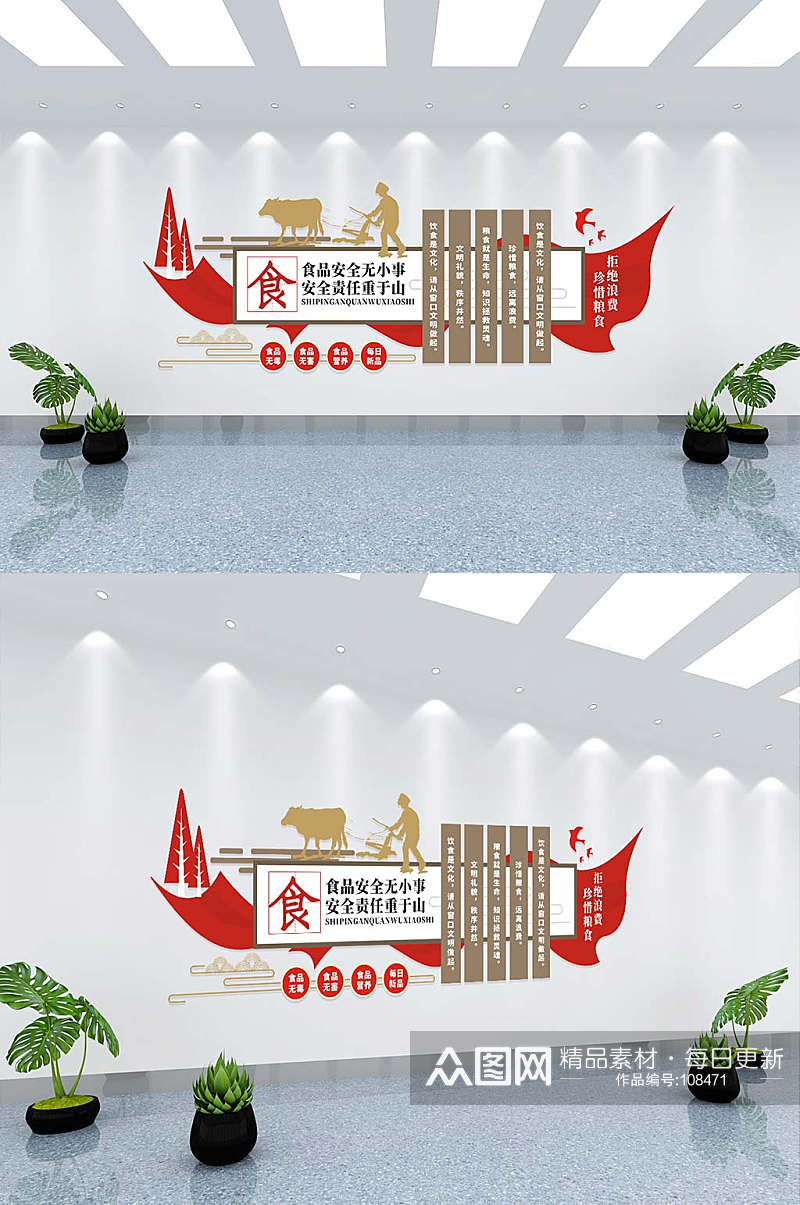大气中国风食品安全餐饮食堂厨房文化墙素材