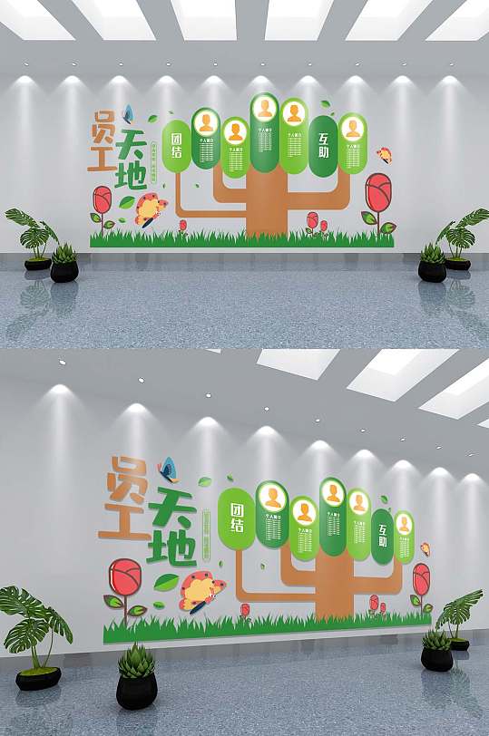 卡通員工天地企業(yè)文化墻