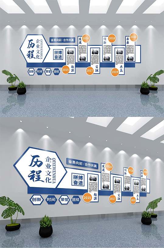 商务风企业公司历程文化墙