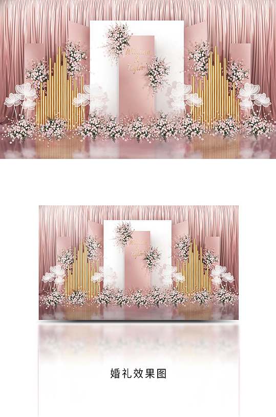 裸粉色背景婚礼效果图-众图网
