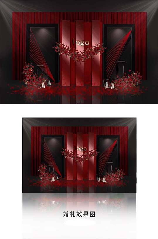 红黑婚礼背景效果图-众图网