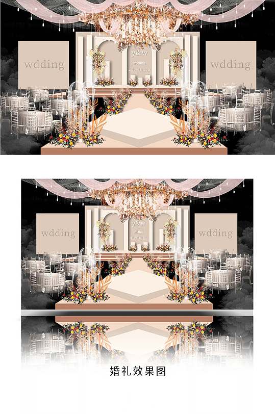 粉色婚礼效果图设计-众图网