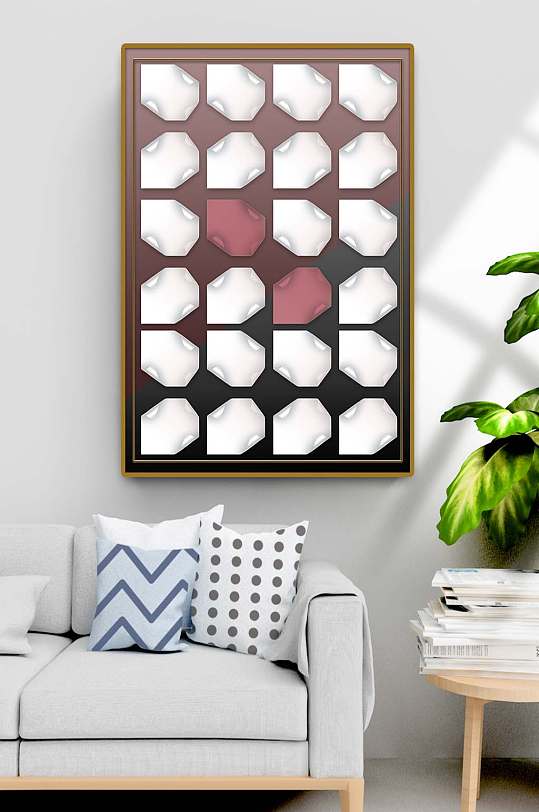 后现代矩形卷纸风格装饰画