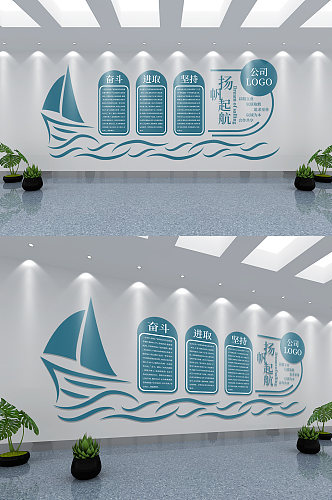 简约科技创意企业办公室励志标语文化墙
