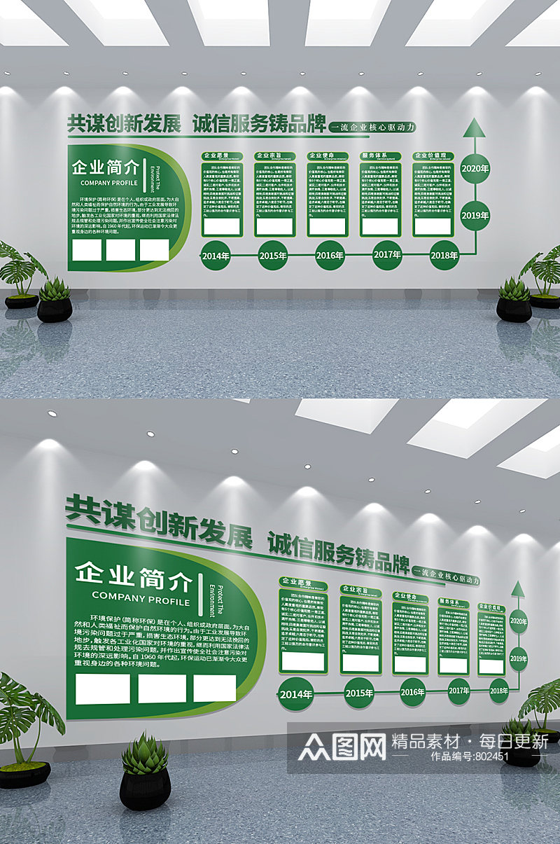 绿色环保企业介绍文化墙展板素材素材