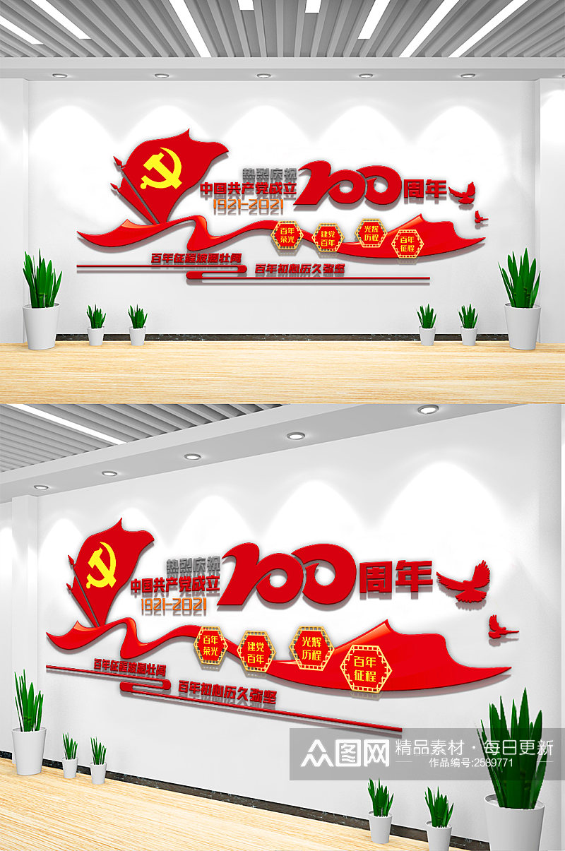 中国共产党建党100周年内容文化墙素材