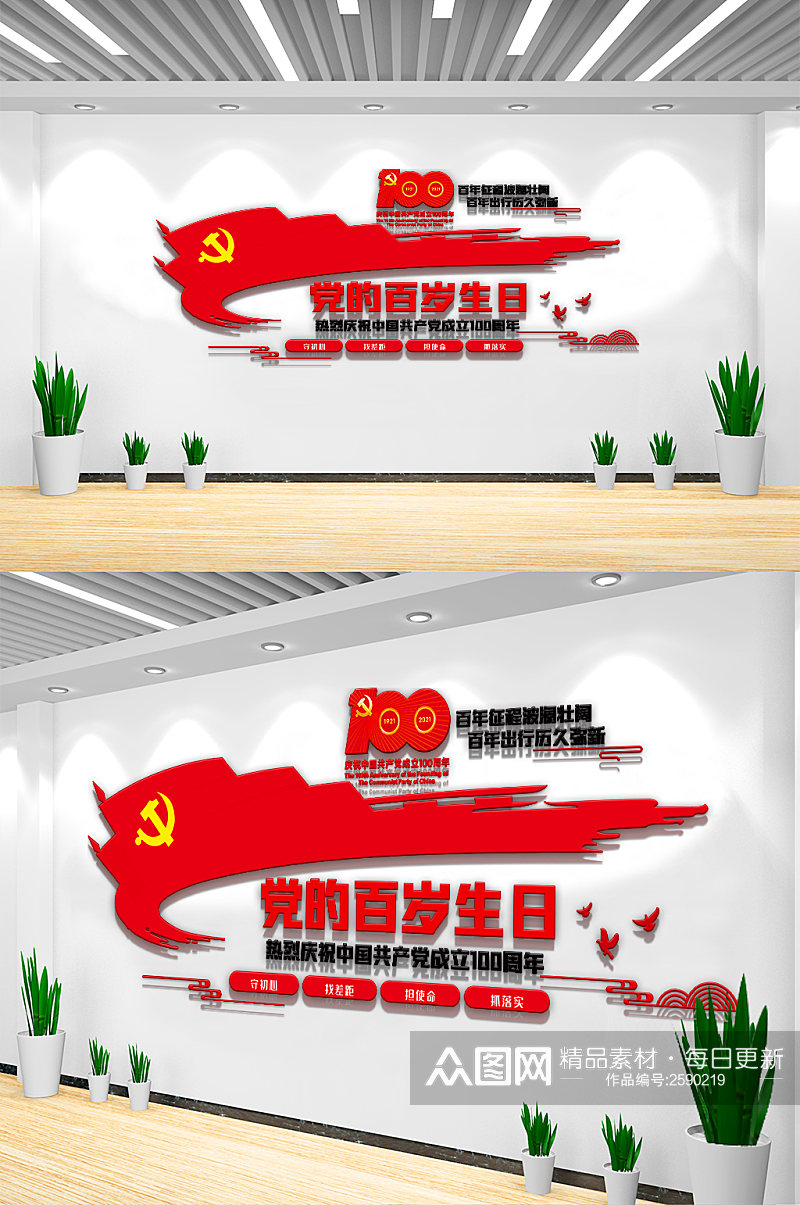 红色党的百岁生日内容文化墙设计素材