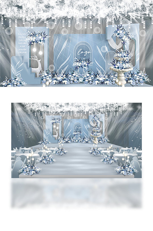 蓝色西式婚礼效果图-众图网