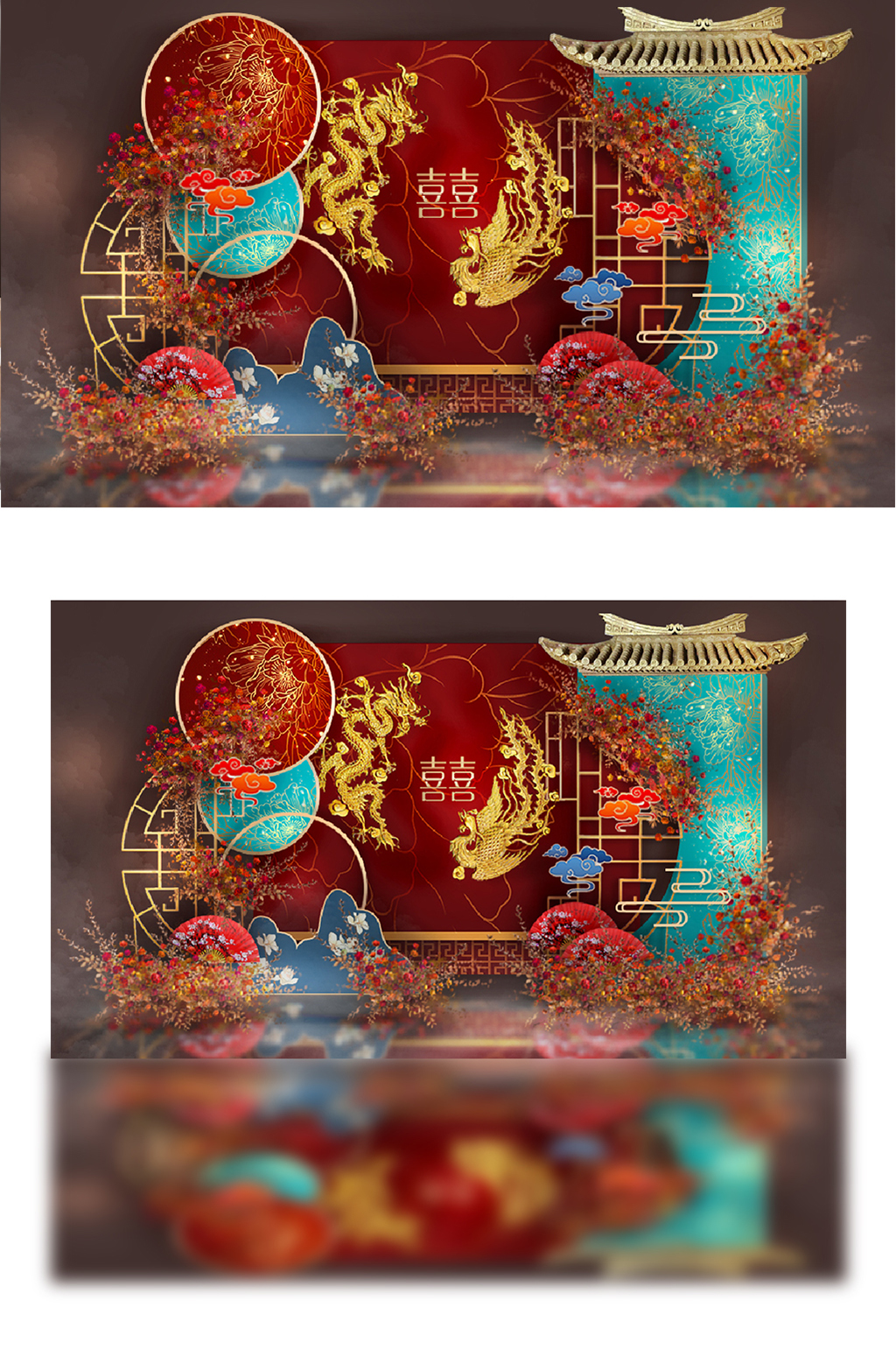 红色中式婚礼效果图素材