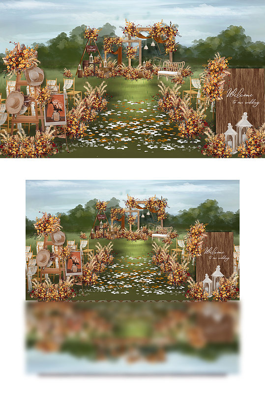 秋色户外草坪婚礼-众图网