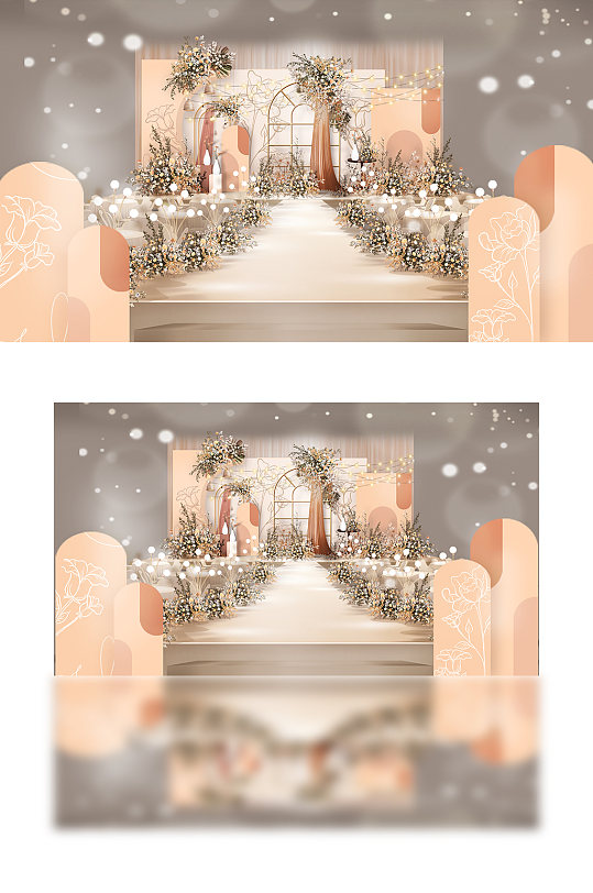 咖色撞色婚礼效果图-众图网