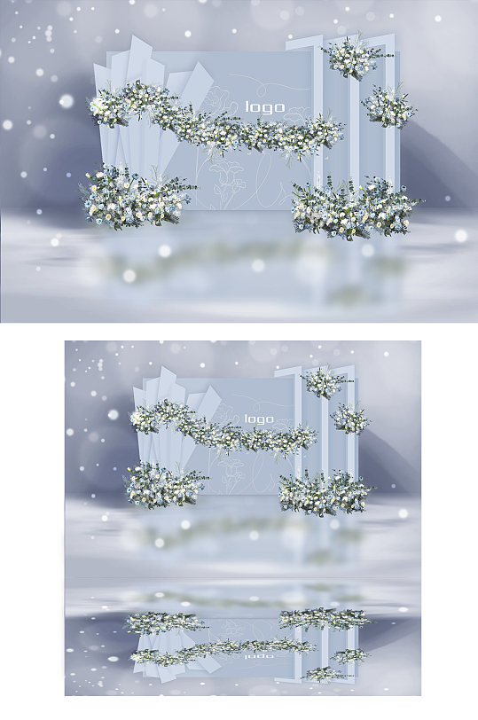 莫兰迪色蓝色创意婚礼迎宾-众图网