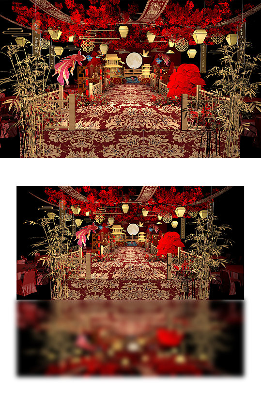 红金色大气中式婚礼效果图-众图网