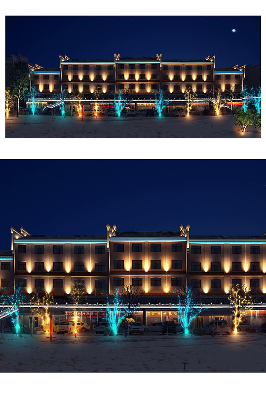 酒店晚上灯光效果图-众图网