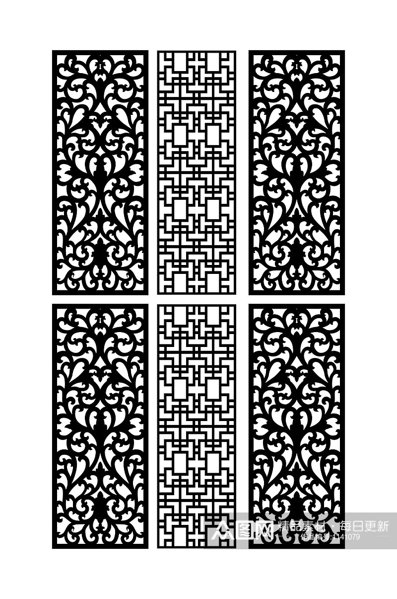 花格隔断窗户镂空装饰雕刻窗花素材