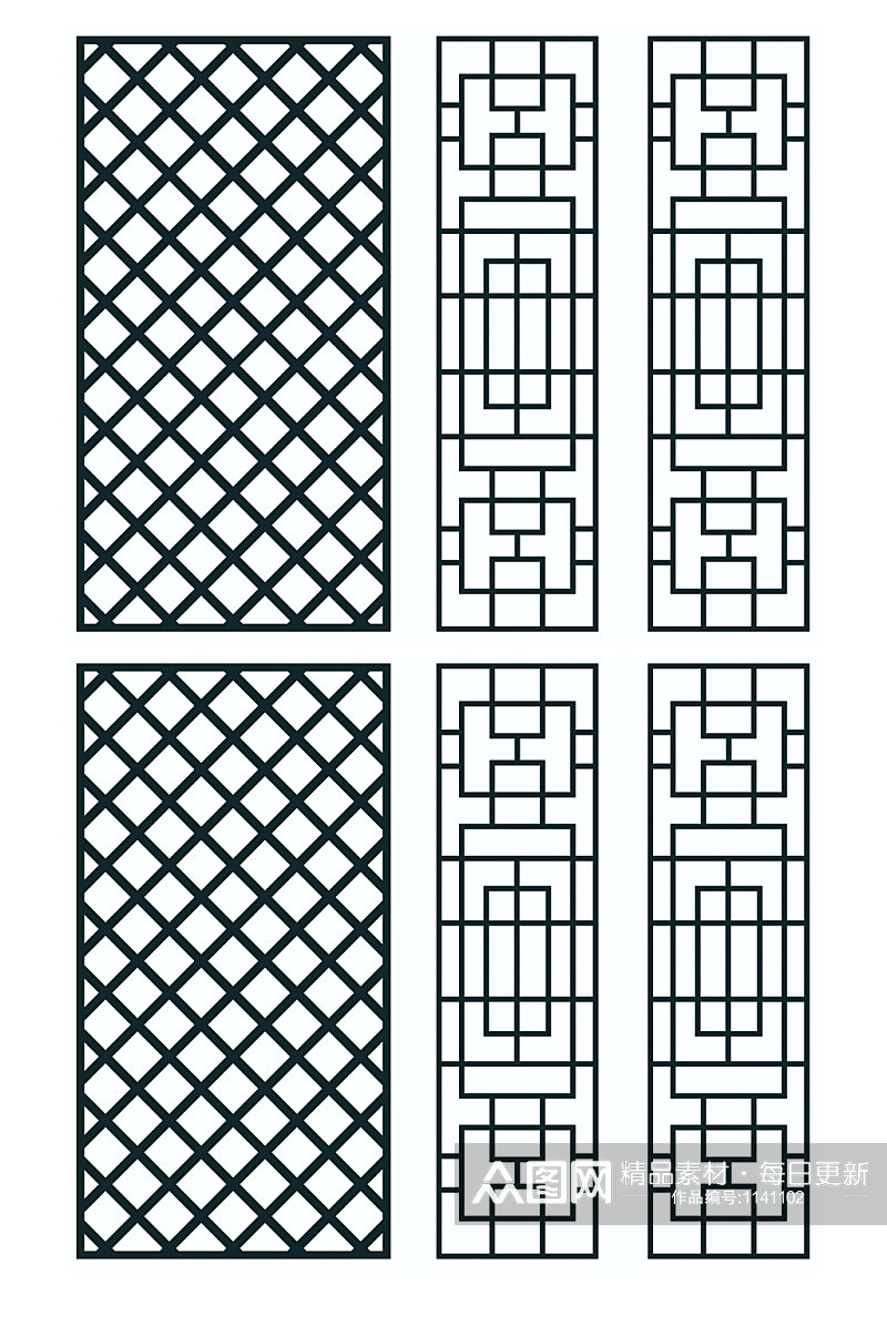 花格隔断窗户镂空装饰雕刻窗花素材