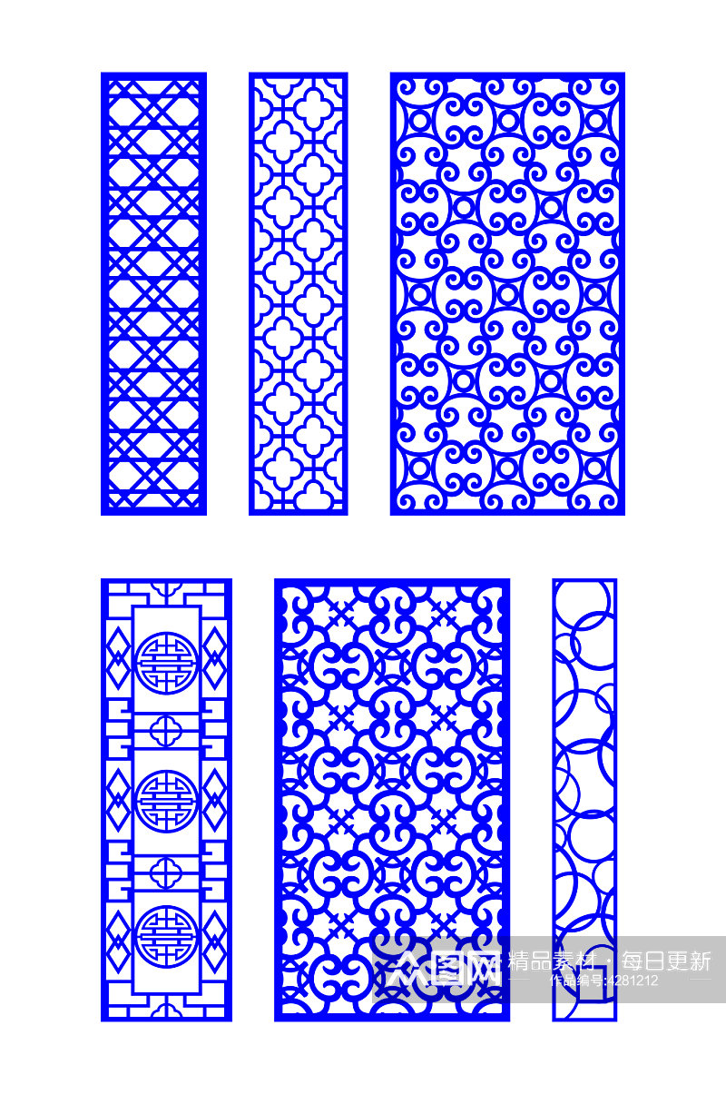 花格隔断窗户镂空装饰雕刻窗花素材