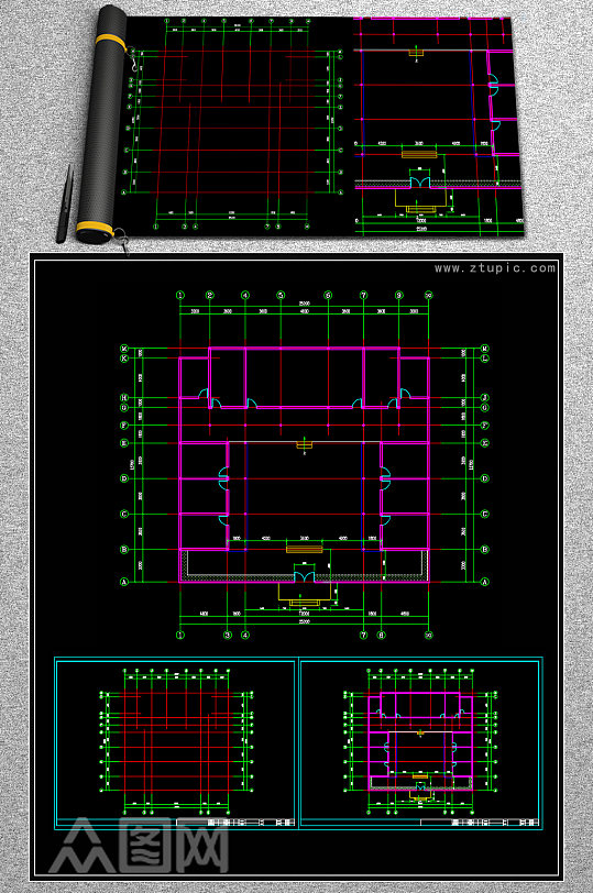 中式三合院建筑图