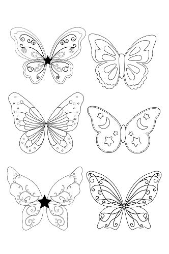 蝴蝶翅膀线稿图插画卡片ai素材