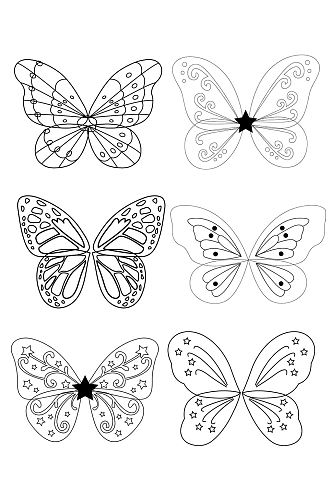 蝴蝶翅膀线稿图插画卡片ai素材2