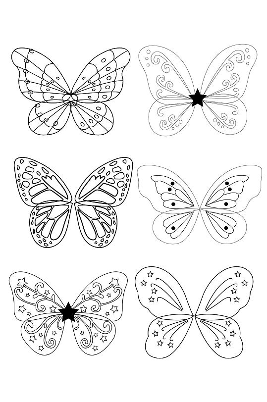 蝴蝶翅膀线稿图插画卡片ai素材2