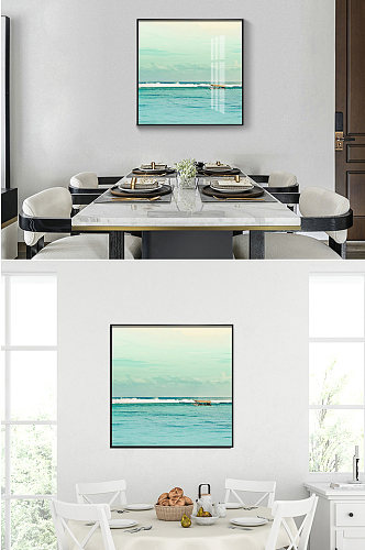 餐厅装饰画现代简约风景抽象正方行单幅