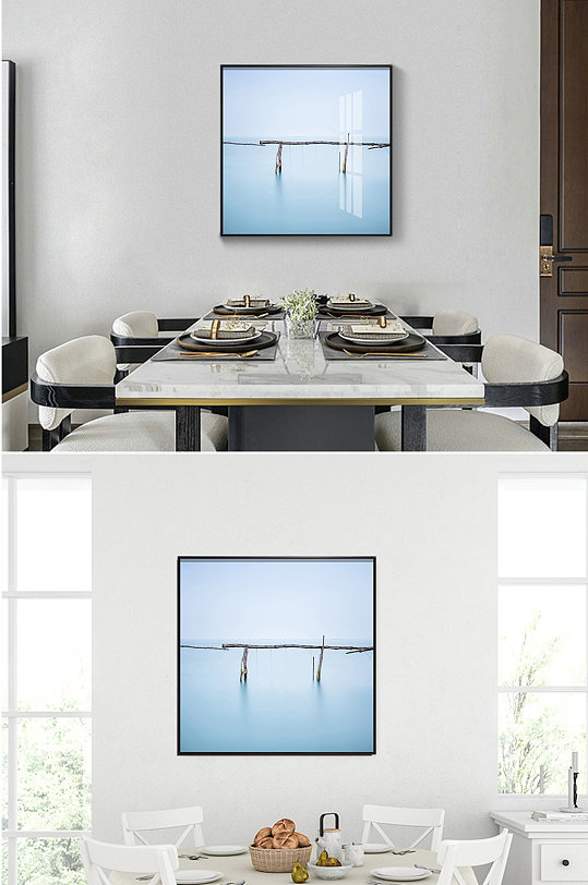 餐厅装饰画现代简约风景抽象正方行单幅