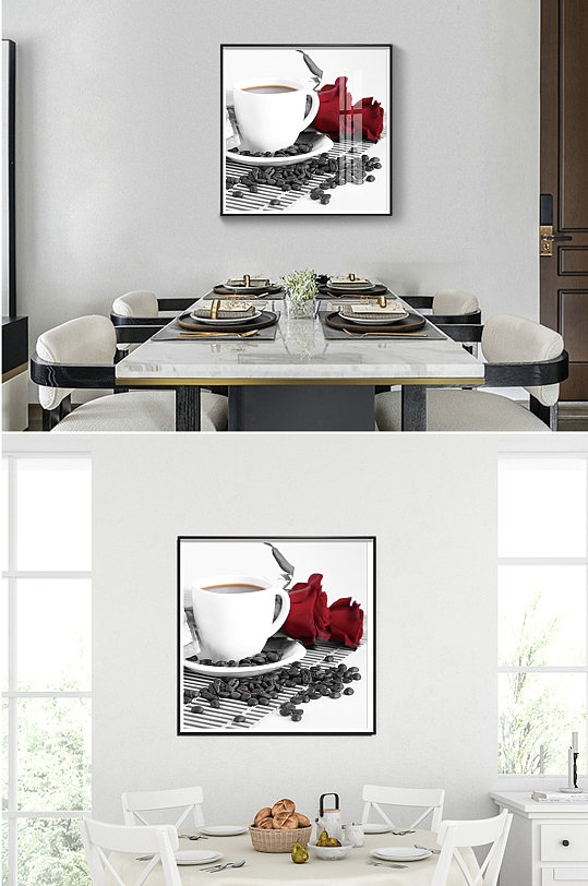 餐厅装饰画单幅正方形抽象现代简约挂画
