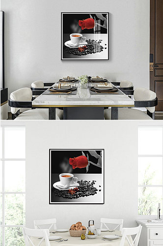 餐厅装饰画单幅正方形抽象现代简约挂画