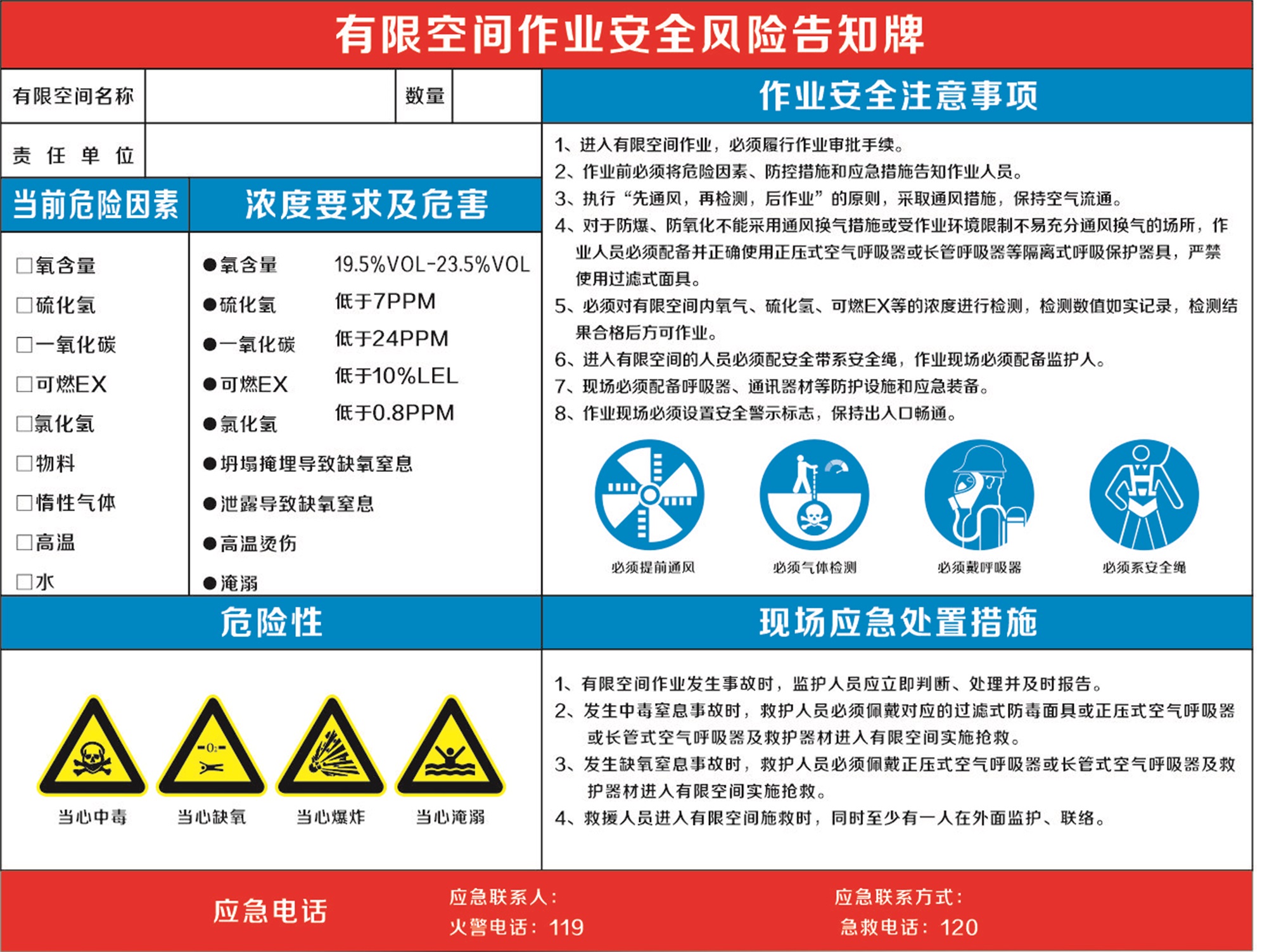 有限空間作業(yè)安全告知牌素材