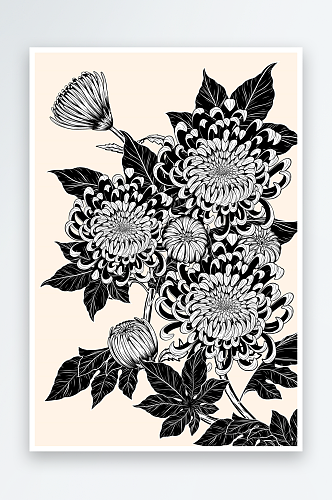 创意绘画黑白手绘植物设计元素