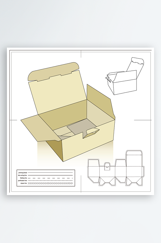包装盒展开图模切刀模刀线模板